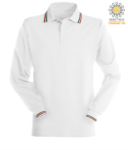 Long sleeved polo shirt with italian tricolour profile on collar and cuffs. royal blue colour JR989845.BI