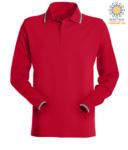 Long sleeved polo shirt with italian tricolour profile on collar and cuffs. white colour JR989846.RO