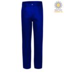 Fireproof trousers, zip closure, two front pockets, tape measure pocket, royal blue color. CE certified, NFPA 2112, EN 11611, EN 11612:2009, ASTM F1959-F1959M-12 POBZ30.BR