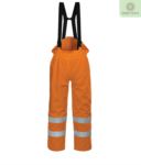 Antistatic lined trousers, fireproof high visibility, ankle zip, elasticated back waist, cotton lining, orange color. CE certified, EN 343:2008, EN 1149-5, UNI EN 20471:2013, EN 13034, UNI EN ISO 14116:2008 POS781.AR