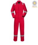 Antistatic overalls, light fire retardant, adjustable cuff with velcro, sleeve and knee pocket, reflective band on the bottom of the leg, sleeves and shoulders, certified 89/686/EE Colour: Navy Blue. POFR28.RO