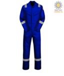 Antistatic and fireproof coverall, adjustable cuff, sleeve pocket, side access, tape measure pocket, navy blue colour. CE certified, NFPA 2112, EN 11611, EN 11612:2009, ASTM F1959-F1959M-12, EN 1149-5, CEI EN 61482-1-2:2008 POFR50.BR