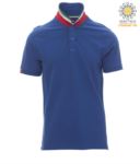 Short sleeve cotton pique polo shirt, contrasting three color collar visible on raised collar. Colour navy blue/Italy PANATION.BR