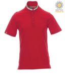 Short sleeve cotton pique polo shirt, contrasting three color collar visible on raised collar. Colour black/ France PANATION.RO
