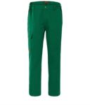 Fireproof trousers, button fly, two front pockets and one back pocket, green colour. EN 11611, EN 11612:2009 certified
 ROA00116.VE