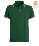 Two tone work polo shirt with contrasting collar and sleeve hem. Colour: green, white trim PASKIPPER.VEBI
