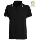 Two tone work polo shirt with contrasting collar and sleeve hem. Colour: black, yellow trim PASKIPPER.NEBI