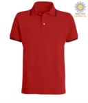 Two tone work polo shirt with contrasting collar and sleeve hem. Colour: red, black trim PASKIPPER.ROBLU