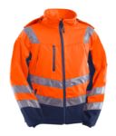 High visibility jacket with shirt collar, chest pockets, double band at the waist and sleeves, certified EN 20471, color yellow/blue PPGGXA7414.AR