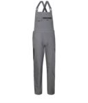 Two tone work overalls with contrasting colour inserts, two chest pockets. Colour grey black ROA50129.GRN