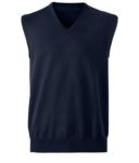 V-neck unisex vest, classic cut, cotton and acrylic fabric. Wholesale of elegant work uniforms. dark grey color X-R716M.BLU