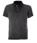 Short sleeve jersey polo shirt, three buttons closure, rib collar, creased cuff, 100% combed cotton fabric, color: black JR991113.NE