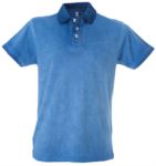 Short sleeve jersey polo shirt, three buttons closure, rib collar, creased cuff, 100% combed cotton fabric, color: navy blue  JR991112.AZZ
