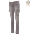 Women jeans trousers with multiple pockets, five pockets and two side pockets, metal zip closure, color black PAHUMMERLADY.GRC