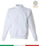 Long zip sweatshirt, ribbed neck, two pouch pockets, made in Italy, color light blue JR988795.WH