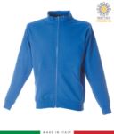 Long zip sweatshirt, ribbed neck, two pouch pockets, made in Italy, color light blue JR988792.RY