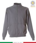 Long zip sweatshirt, ribbed neck, two pouch pockets, made in Italy, color light blue JR988798.GR