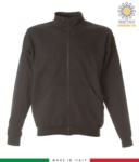 Long zip sweatshirt, ribbed neck, two pouch pockets, made in Italy, color black JR988793.NE