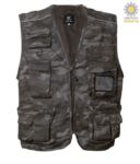 summer work vest with military grey badge holder with nine pockets and reflective piping JR987537.CG