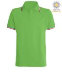 Shortsleeved polo shirt with italian piping on collar and cuffs, in cotton. green colour JR988437.LG