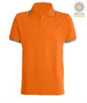 Shortsleeved polo shirt with italian piping on collar and cuffs, in cotton. Blue colour JR988447.AR