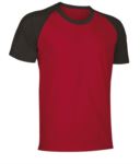 Two-tone jersey short-sleeved work shirt in red and black VACAIMAN.RON