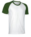 Two-tone jersey short-sleeved work shirt in white and bottle green VACAIMAN.BVB