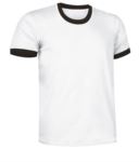 Short sleeve cotton ring spun T-Shirt with contrasting crew neck and sleeve bottoms, colour white and black VACOMBI.BIN