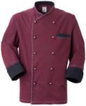 Chef jacket, front closure with double breasted buttons, left side pocket, three-quarter length sleeve, color blue ROMG1001.BO