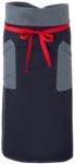 Chef apron, front fastening at waist with red ribbon, two front pockets, color blue grey  ROMD2901.BL