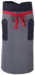 Chef apron, front fastening at waist with red ribbon, two front pockets, color blue grey  ROMD2901.GR