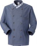 Chef jacket, double breasted front button closure, left side pocket, three-quarter sleeve, color Light blue/White ROMG1101.DE