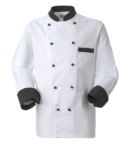 Chef jacket, front closure with double-breasted buttons, left side pocket, 3/4 length sleeve, colour white ROMG0101.BGN