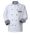 Chef jacket, front closure with double-breasted buttons, left side pocket, 3/4 length sleeve, colour black pinstripe white ROMG0101.RGN