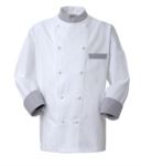 Chef jacket, front closure with double-breasted buttons, left side pocket, 3/4 length sleeve, colour black pinstripe white ROMG0101.BG
