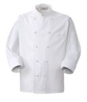 Chef jacket, front closure with double-breasted buttons, left side pocket, 3/4 length sleeve, colour white black squares white ROMG0101.BI