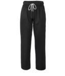 Chef trousers, elasticated waistband with lace, colour white/black ROMP0301.NE