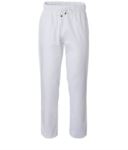 Chef trousers, elasticated waistband with lace, colour white/black ROMP0301.BI