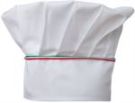 Chef hat, double band of fabric with upper part inserted and sewn in pleats, color white, black ROMT0701.BT