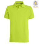 Short sleeved polo shirt with three buttons closure, 100% cotton, acid green colour PAVENICE.VEA