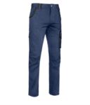 Multi pocket work trousers with contrasting coloured details, colour grey ROA00805.BLU