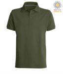 Short sleeved polo shirt with three buttons closure, 100% cotton, light military green colour PAVENICE.VEM