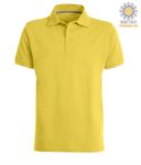 Short sleeved polo shirt with three buttons closure, 100% cotton, yellow colour PAVENICE.GI