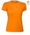 Women short-sleeved cotton short-sleeved crew neck T-shirt, color orange PASUNSETLADY.AR