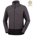 Two tone, waterproof, softshell jacket with concealed hood. Colour Black and grey  PASTORM.GRNE