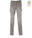Work trousers in multi-pocket stretch jeans, color grey JR991621.GR