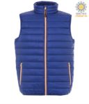 padded vest in shiny nylon, waterproof, light blue colour, with polyester lining JR991724.AZZ