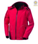 Softshell jacket with hood, zip closure, rainproof, reflective profiles on front, back and along the sleeves. Colour: Red
 ROHH621.RO