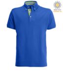 Short sleeve work polo shirt, three button closure, side vents, button-down collar handrail, 100% cotton fabric, navy blue color, navy blue color red and white collar X-JN964.BLV