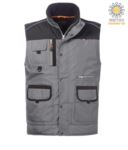 padded multi pocket vest, padded lining, 100% polyester fabric, navy blue/grey ROHH624.GN